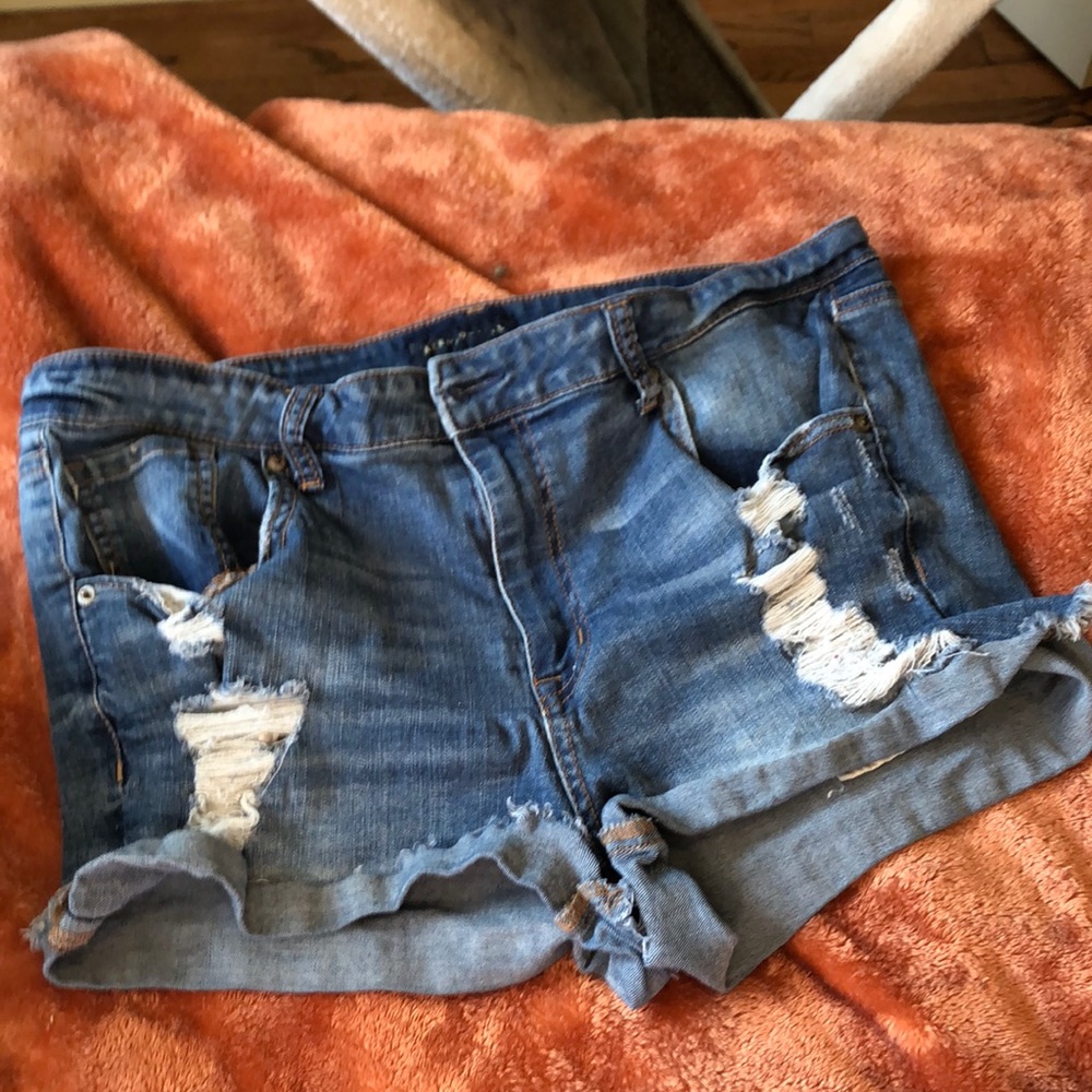 High waisted jean shorts